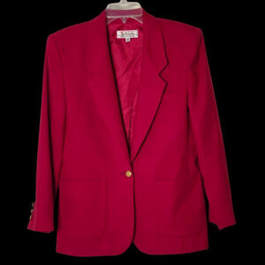 Women's Talbots Red Wool Blazer Jacket Size 8 Petite